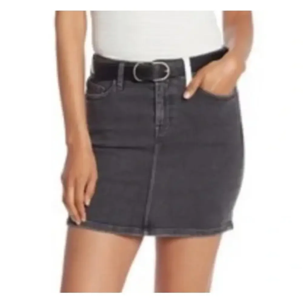 Current Elliott The 5 Pocket Mini Denim Skirt Black White Cotton Stretch Size 26